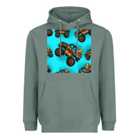 Sage monster truck pre teen seamless pattern Heavyweight Hoodie - HRA Design Shop