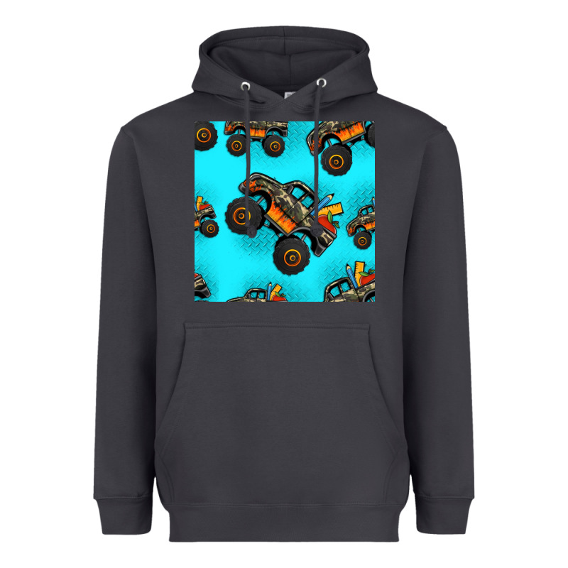 Monster Truck Pre Teen Seamless Pattern Heavyweight Hoodie by HRA Design Shop | Teevron