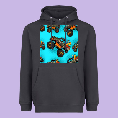 Monster Truck Pre Teen Seamless Pattern Heavyweight Hoodie Designed By Hra Design Shop
