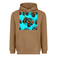 Toasted Coconut monster truck pre teen seamless pattern Heavyweight Hoodie - HRA Design Shop
