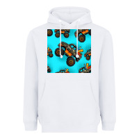 White monster truck pre teen seamless pattern Heavyweight Hoodie - HRA Design Shop