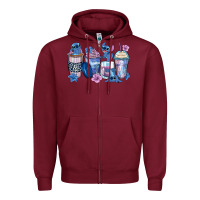 Burgundy stitch coffee cups Zipper Hoodie - Zillion Design Studio