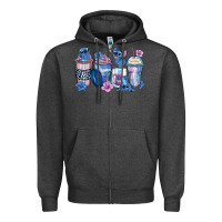 Charcoal Heather stitch coffee cups Zipper Hoodie - Zillion Design Studio