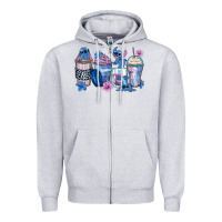 Heather Grey stitch coffee cups Zipper Hoodie - Zillion Design Studio