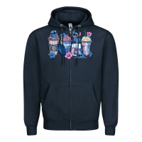 Navy stitch coffee cups Zipper Hoodie - Zillion Design Studio