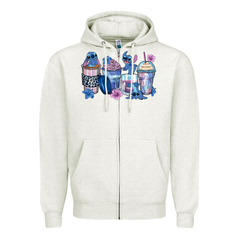 Stitch Coffee Cups Zipper Hoodie by Zillion Design Studio | Teevron