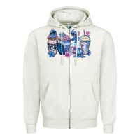 Oatmeal Heather stitch coffee cups Zipper Hoodie - Zillion Design Studio