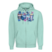 Seafoam stitch coffee cups Zipper Hoodie - Zillion Design Studio