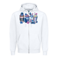 White stitch coffee cups Zipper Hoodie - Zillion Design Studio