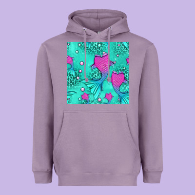 Mermaid Tail Seamless Pattern Heavyweight Hoodie Designed By Hra Design Shop