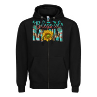 Black western blessed mom with sunflower Zipper Hoodie - texasbilliewilder