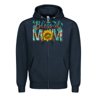 Navy western blessed mom with sunflower Zipper Hoodie - texasbilliewilder