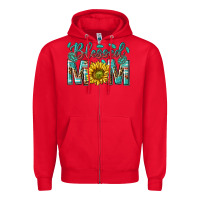 Red western blessed mom with sunflower Zipper Hoodie - texasbilliewilder