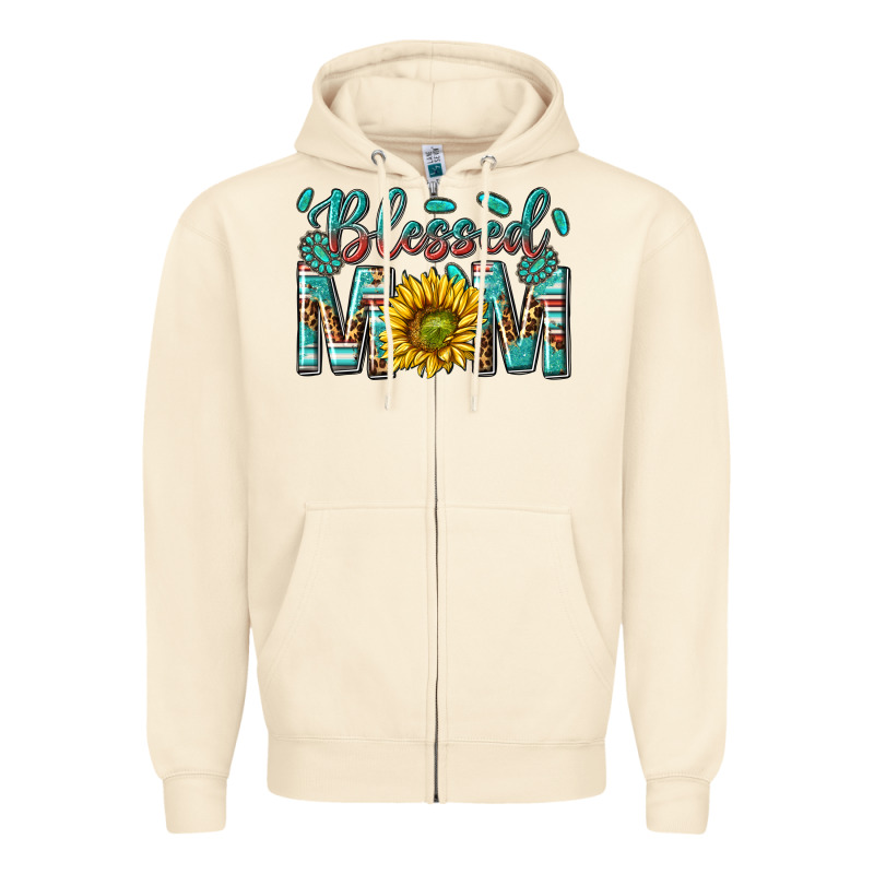 Western Blessed Mom With Sunflower Zipper Hoodie by texasbilliewilder | Teevron