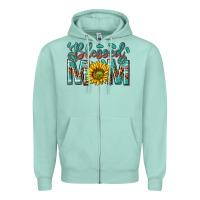 Seafoam western blessed mom with sunflower Zipper Hoodie - texasbilliewilder