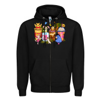 Black cartoon characters coffee cups Zipper Hoodie - Zillion Design Studio