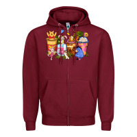 Burgundy cartoon characters coffee cups Zipper Hoodie - Zillion Design Studio