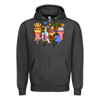 Charcoal Heather cartoon characters coffee cups Zipper Hoodie - Zillion Design Studio