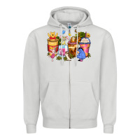 Dove Grey cartoon characters coffee cups Zipper Hoodie - Zillion Design Studio