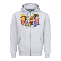 Heather Grey cartoon characters coffee cups Zipper Hoodie - Zillion Design Studio
