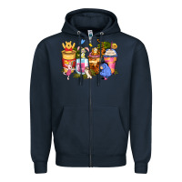 Navy cartoon characters coffee cups Zipper Hoodie - Zillion Design Studio