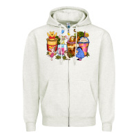 Oatmeal Heather cartoon characters coffee cups Zipper Hoodie - Zillion Design Studio