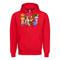 Red cartoon characters coffee cups Zipper Hoodie - Zillion Design Studio