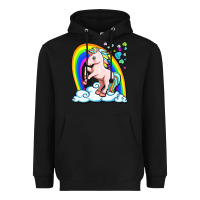 Black cute unicorn with rainbow Heavyweight Hoodie - FaDigitalArtStudio