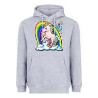 Heather Grey cute unicorn with rainbow Heavyweight Hoodie - FaDigitalArtStudio