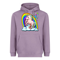 Lavender cute unicorn with rainbow Heavyweight Hoodie - FaDigitalArtStudio