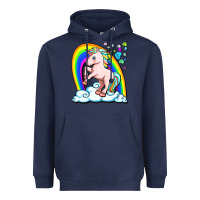 Navy cute unicorn with rainbow Heavyweight Hoodie - FaDigitalArtStudio