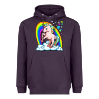 Plum cute unicorn with rainbow Heavyweight Hoodie - FaDigitalArtStudio