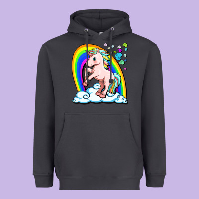 Cute Unicorn With Rainbow Heavyweight Hoodie Designed By Fadigitalartstudio