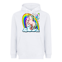White cute unicorn with rainbow Heavyweight Hoodie - FaDigitalArtStudio