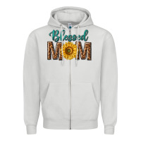 Dove Grey western blessed mom with sunflower Zipper Hoodie - texasbilliewilder