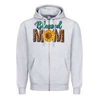 Heather Grey western blessed mom with sunflower Zipper Hoodie - texasbilliewilder