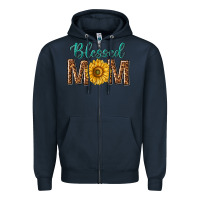 Navy western blessed mom with sunflower Zipper Hoodie - texasbilliewilder
