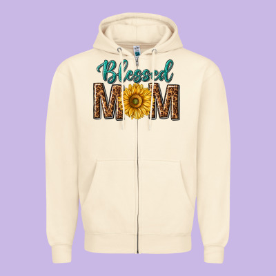 Western Blessed Mom With Sunflower Zipper Hoodie Designed By Texasbilliewilder