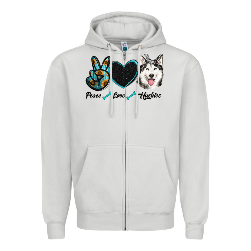 Peace Love Huskies Zipper Hoodie by RanaPortraitStore | Teevron