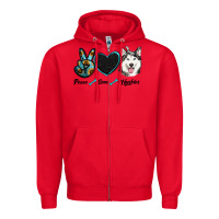 Red peace love huskies Zipper Hoodie - RanaPortraitStore