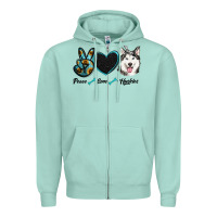 Seafoam peace love huskies Zipper Hoodie - RanaPortraitStore