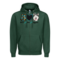 Sports Green peace love huskies Zipper Hoodie - RanaPortraitStore