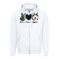 White peace love huskies Zipper Hoodie - RanaPortraitStore