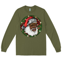 Army Green African American Santa Christmas Long Sleeve Tee - RanaPortraitStore