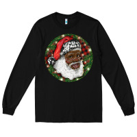 Black African American Santa Christmas Long Sleeve Tee - RanaPortraitStore