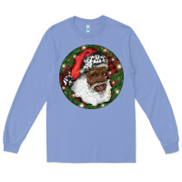 Colony Blue African American Santa Christmas Long Sleeve Tee - RanaPortraitStore
