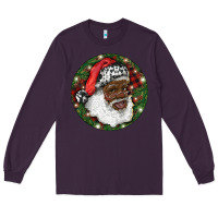 Plum African American Santa Christmas Long Sleeve Tee - RanaPortraitStore