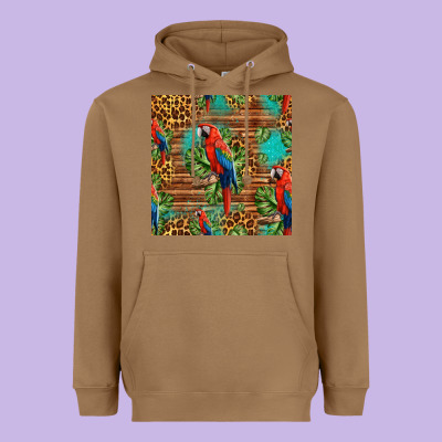 Macaw Parrot Seamless Pattern Heavyweight Hoodie Designed By Hra Design Shop