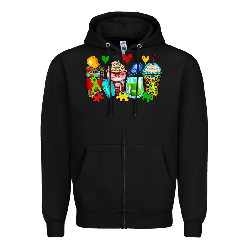 Autism Coffee Cups Zipper Hoodie by Zillion Design Studio | Teevron