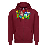 Burgundy autism coffee cups Zipper Hoodie - Zillion Design Studio